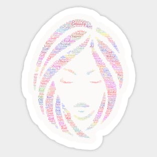 Portrait Girl Fashion Silhouette Shape Text Word Cloud Sticker